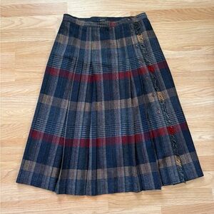 Vintage 70s PANTHER Plaid Pleated Skirt